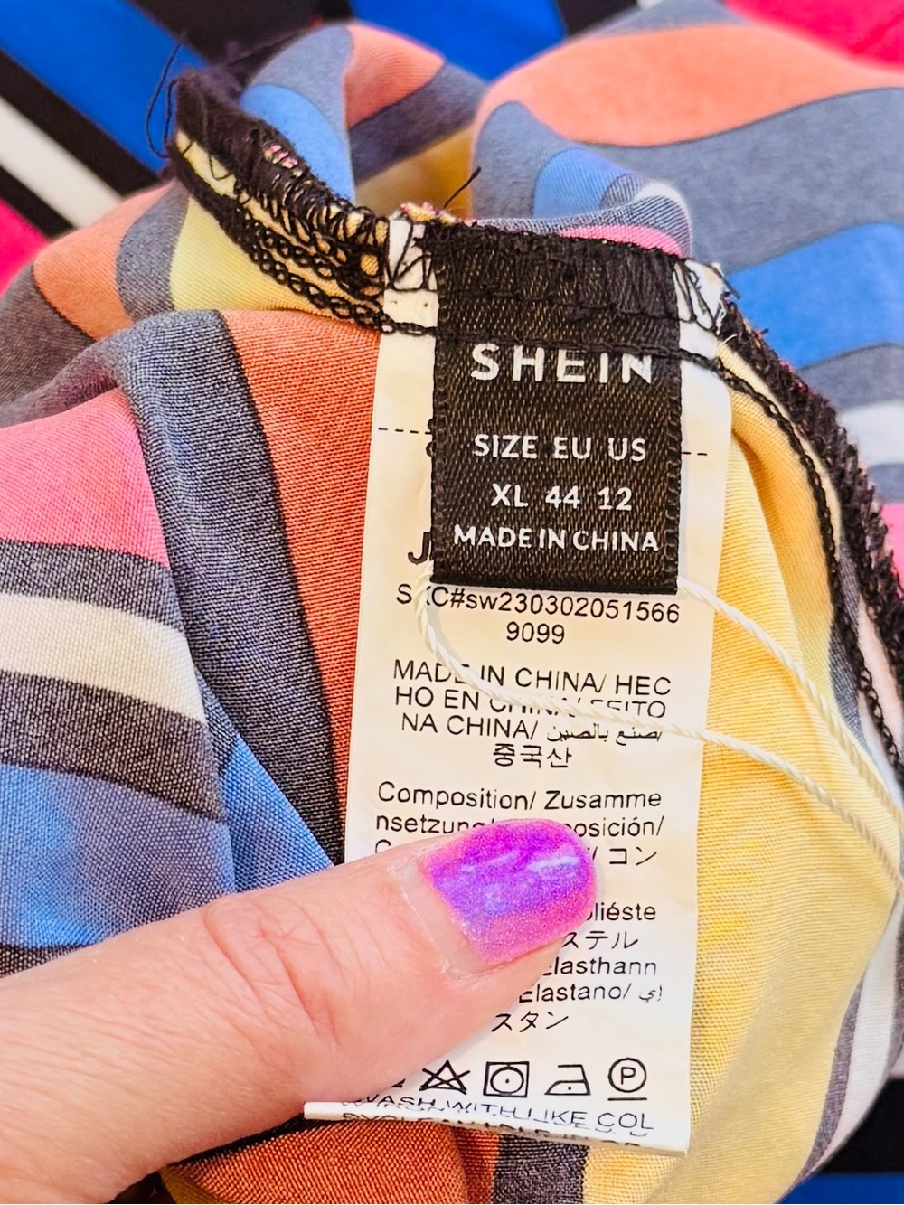 SHEIN Multicolor Striped Dress with Blue, Pink, Yellow, Orange Accents - Picture 4 of 4